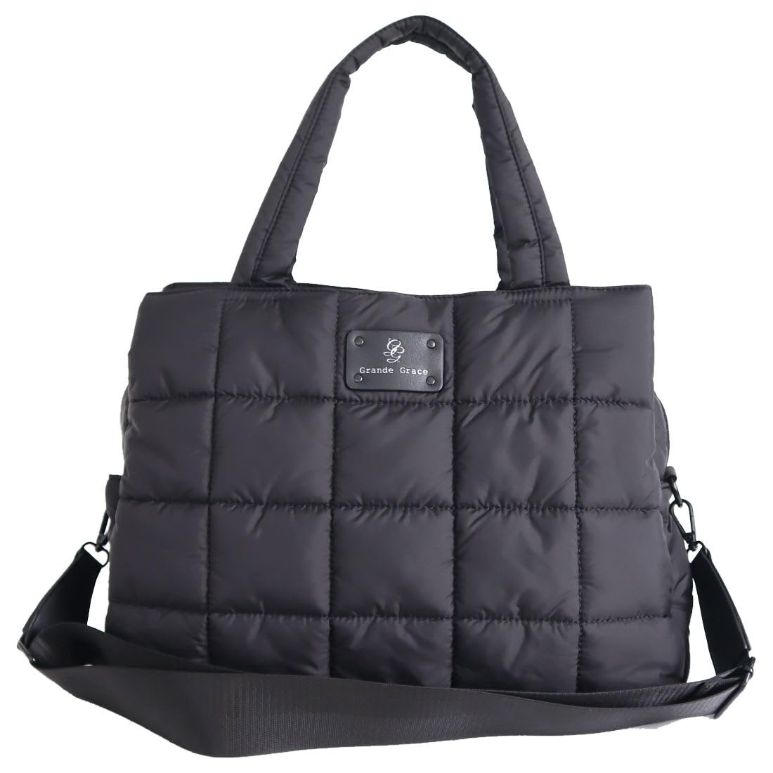 Grande Grace Women s Lightweight Tote Bag, A4 Size, Large, Popular (Black)