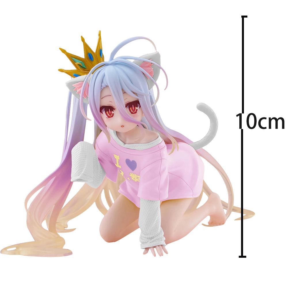 Anime Shiro Figure Cat Ears Shiro Action Figures PVC Models Shiro T-shirt Figurine Shiro Look Up Figures Toys Gifts 10CM