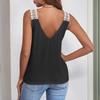 Fashionable Women's Solid Color Casual Lace  Stitching Vest T-shirt Top