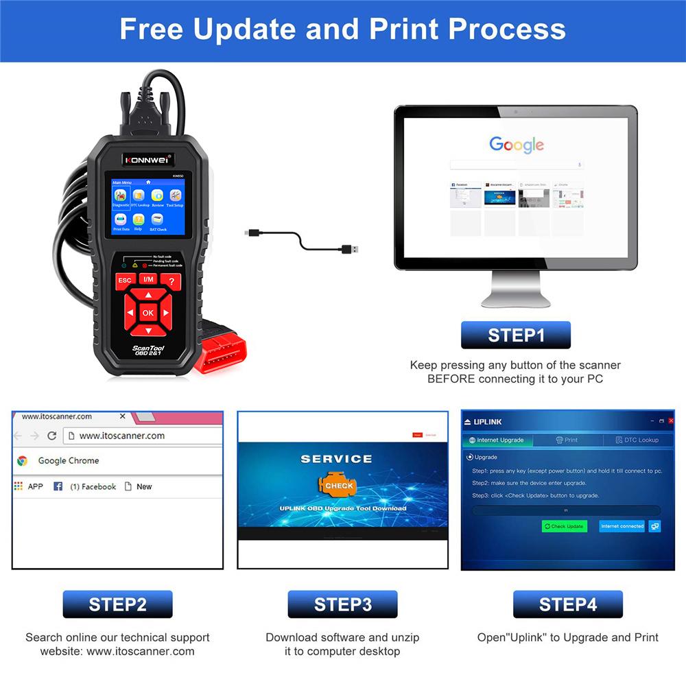 KONNWEI KW850 Car OBD2 Scanner Professional Auto Diagnostic Tools OBD 2 Engine System Check Code Reader DTC Lookup Pk Elm327