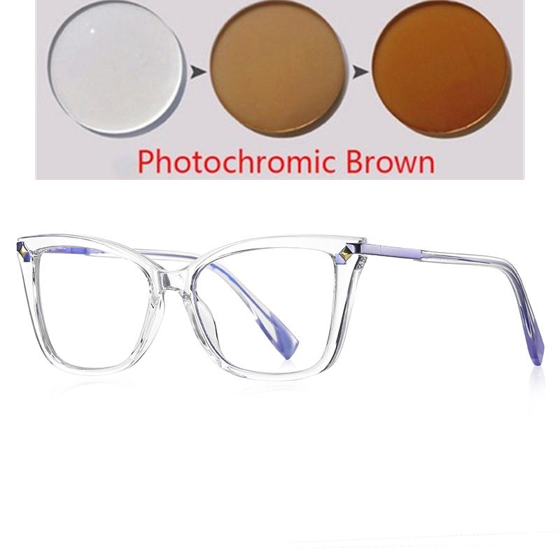 Pin Frame Blue Light Blocking Prescription Glasses For The Nearsighted  Women Cat Eye Short-Sight Eyewear 0 -0.5 -0.75 To -6