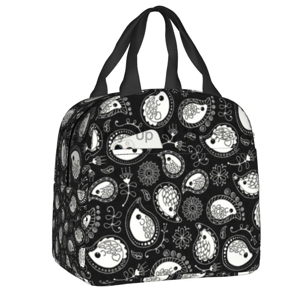 Schwarzweiß Paisley Chicano Bandana Stil Tragbare Lunchbox Damen Wasserdicht Kühler Thermisch Lebensmittel Isoliert Lunchtasche Schule