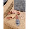 Sheepskin~ Grape Mother Height Increase 6.5cm High Heel Slippers Women's Summer Wear Old Money Romantic Su Lock Thick Heel Sandals