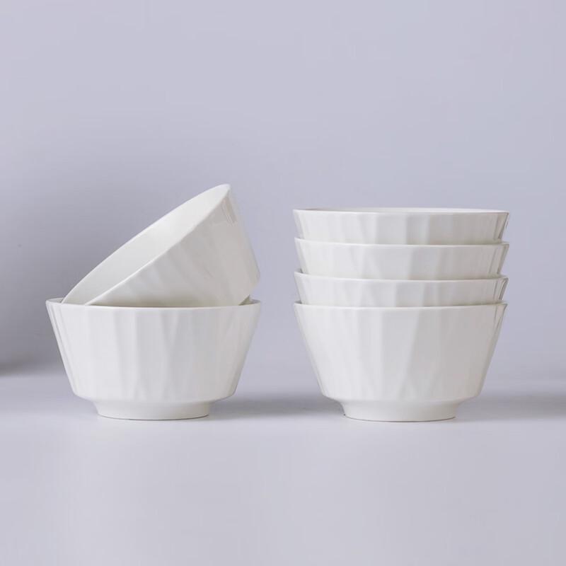 Haoya Jingdezhen Elegant White Ceramic Rice Bowl Set