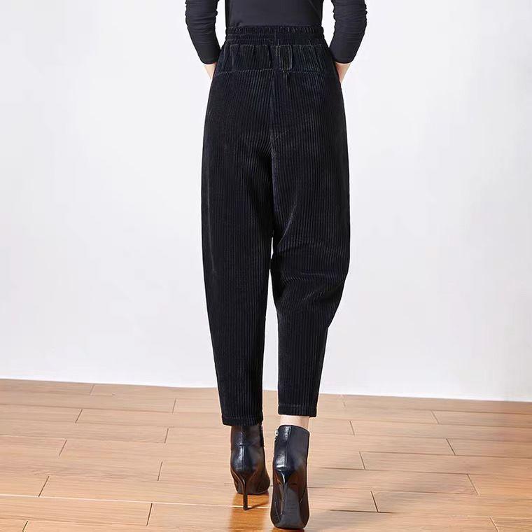 Women's Corduroy Harem Pants Autumn Winter Thickened Plus Size Loose High Waist  Fleece Pants