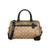 Coach Rowan Monogram Lærred med Læder En-skulder Håndtaske, Crossbody Taske Stor Dame Lysbrun Sort Ramme 83607-IMCBI