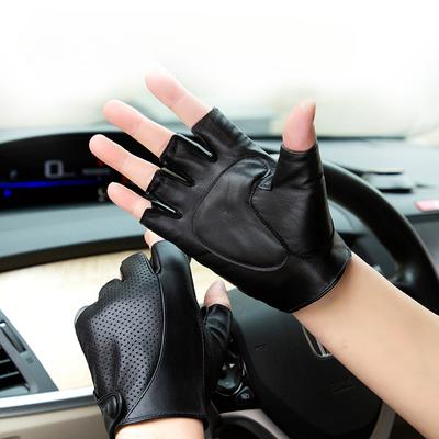 Herren Halbfinger Kurze Dünne Handschuhe Fahren Radfahren Schafslederhandschuhe Touchscreen Motorrad Sport Fitness Outdoor