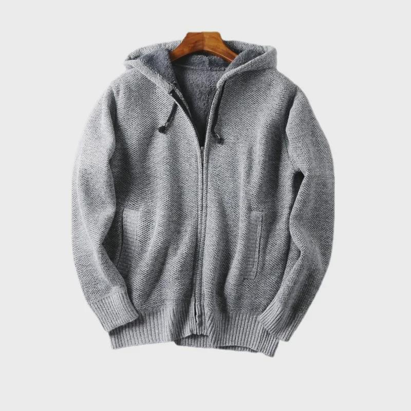 Men's Autumn/Winter Thick Hooded Knitted Cardigan Sweater Jacket