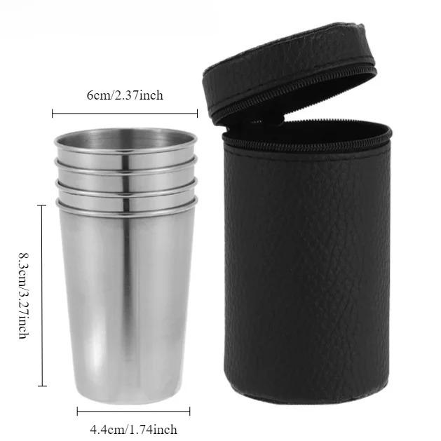 Stainless Steel Cups Mini Set Outdoor Practical Travel Whiskey Glass Portable Drinkware 30ml/170ml Kitchen Dining Bar Home