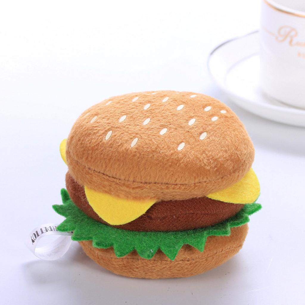 3x Dog Hamburger Chews Squeaky Squeaker Rubber Puppy Chewing