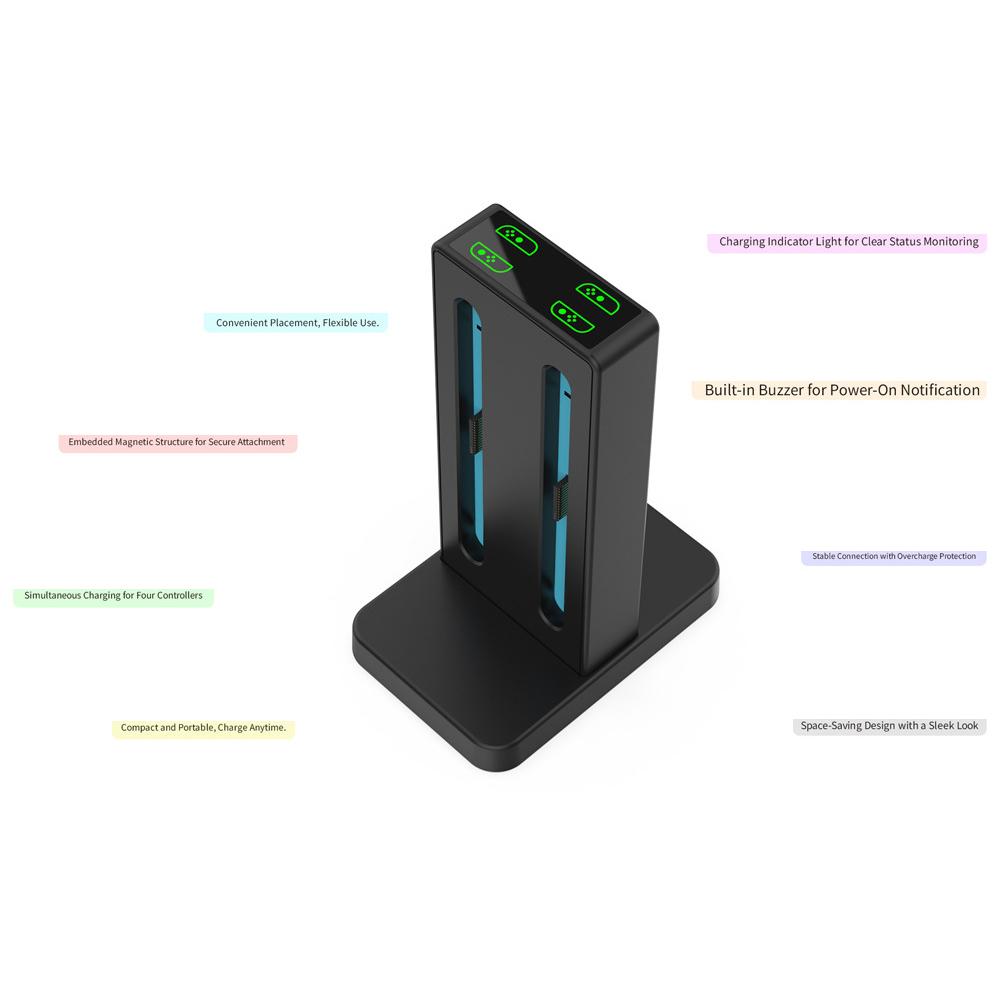 DOBE FOMIS ELECTRONICS TNS-3192B For Nintendo Switch 2 Joy-Con Controller Charging Dock 4-Slot Charger with LED Indicator