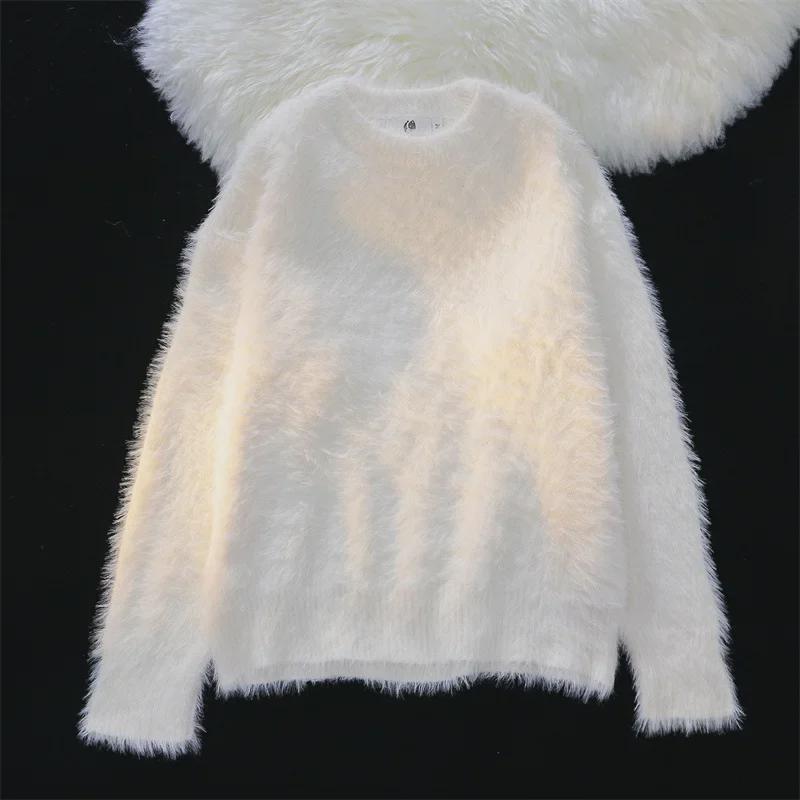 Men's Harajuku Style Solid Color Knitted Sweater - Warm, Round Neck, Loose Fit for Autumn/Winter