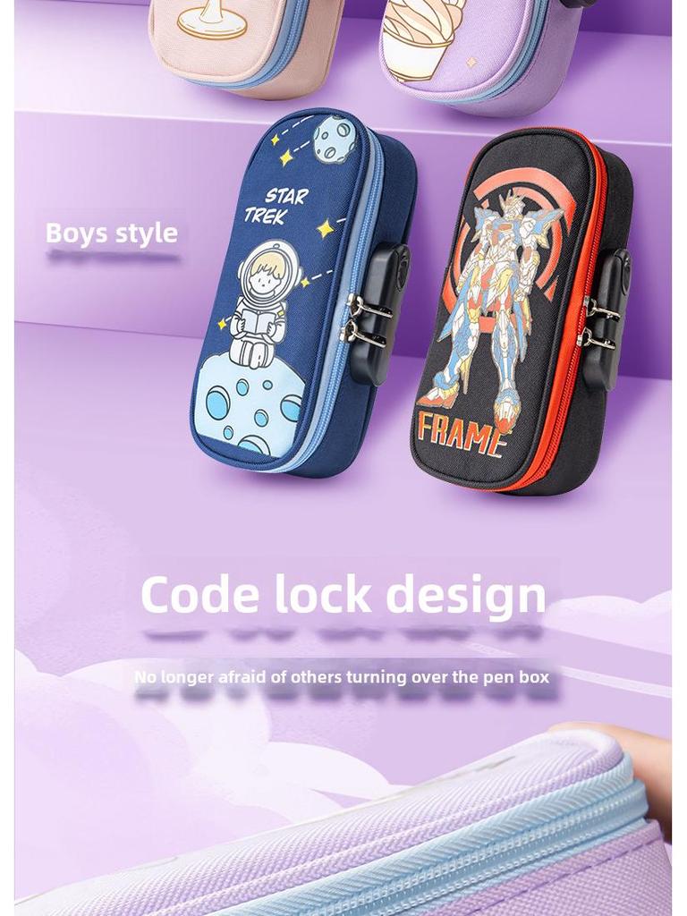 Password-Protected Large Capacity Pencil Case for Students: Multifunctional Stationery Box for Boys and Girls In Junior and High School.