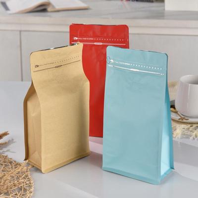 Kraft Paper Zipper Bag for Coffee Beans and Powder - Valve, Self-Sealing, Eight-Side Seal