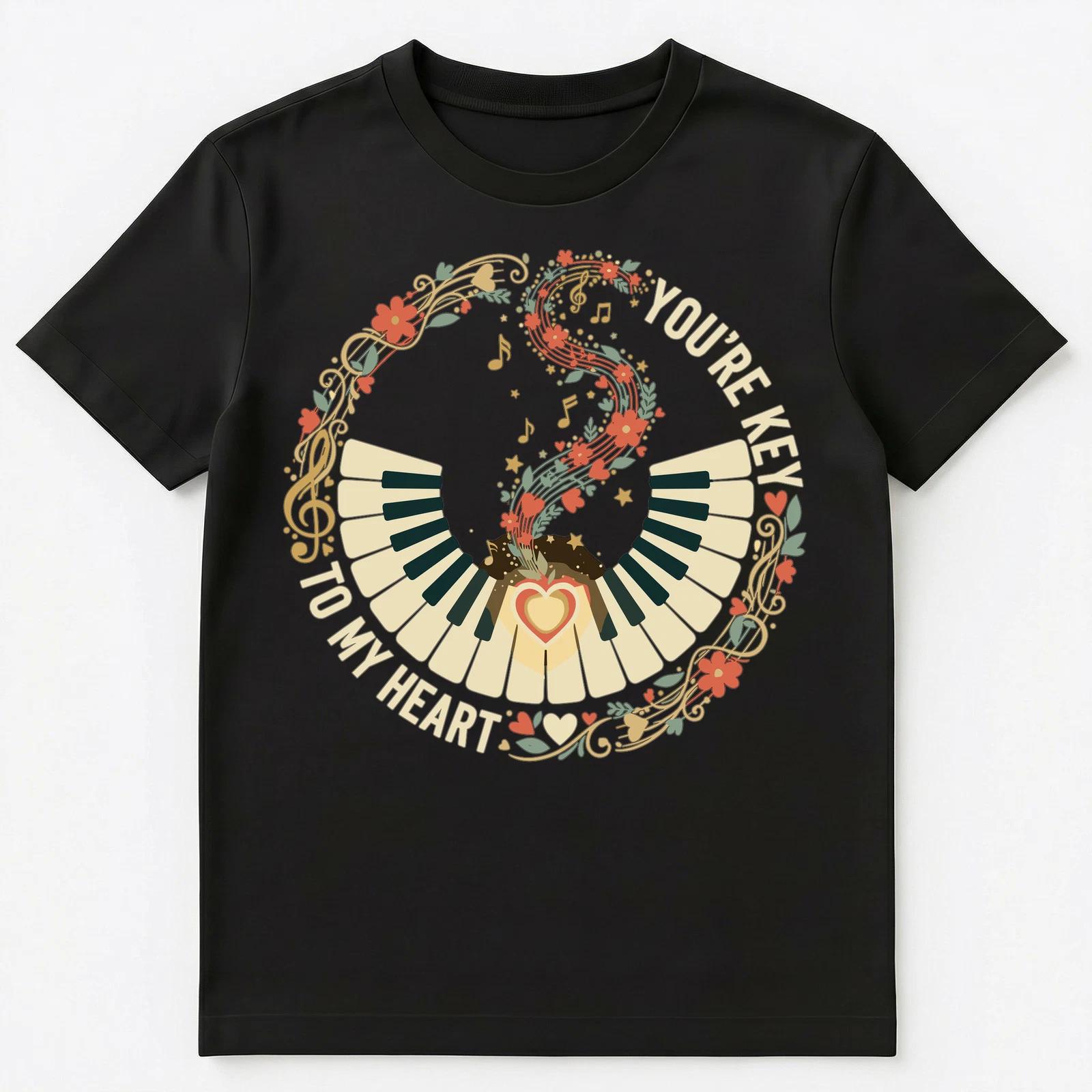 

Melodic Piano Keys Passionate Romantic Design Unisex T-Shirt 2XL