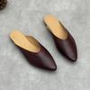 Johnature Pointed Toe Genuine Leather Women's Slippers Casual And Versatile Soft Cowhide Outdoor Slip-on Shoes
