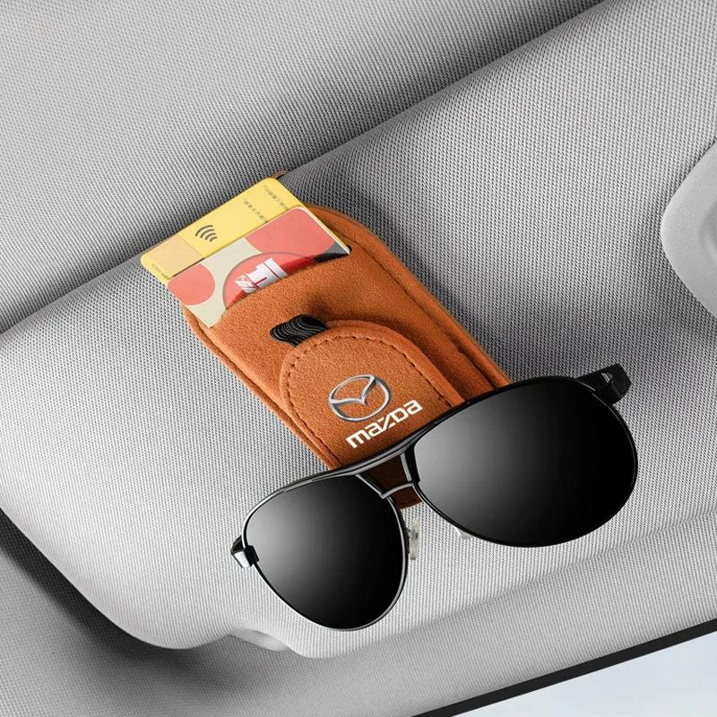 2025 Heißer Auto-Sonnenschutz Multi-Funktionale Aufbewahrungstasche Brillenclip für Mazda 3 6 RX8 RX7 Axela Atenza MX5 CX9 CX3 CX5 CX7 323 626