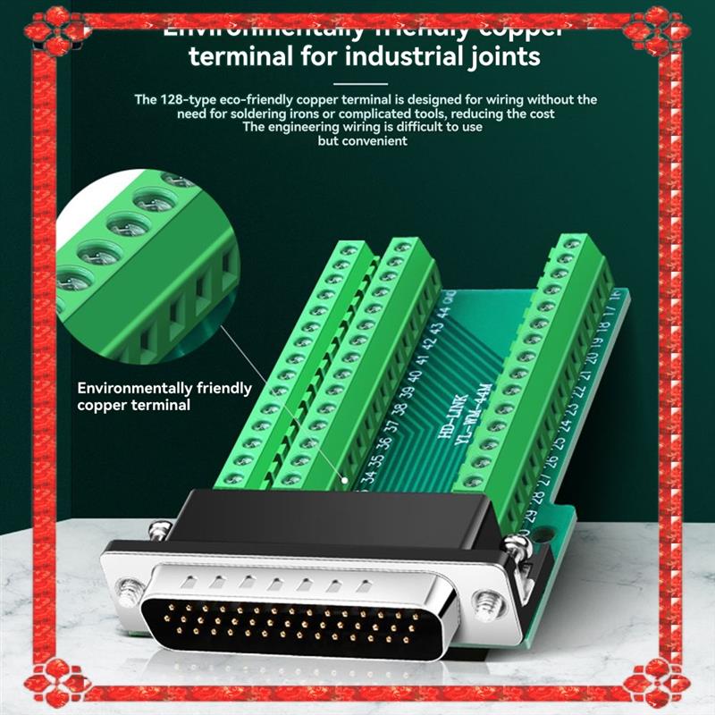 24-Hour Delivery HDB44 Solderless Connector 44Pin D-SUB 44Pin P Hole Plug Breakout Terminal Board Adapter