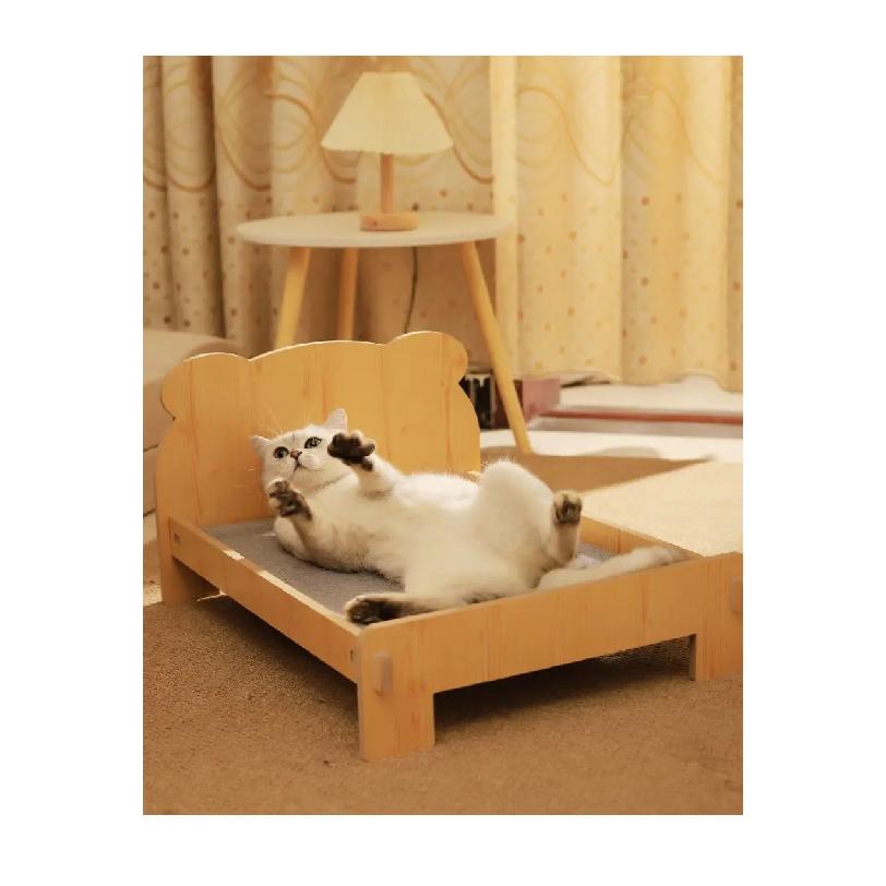 Letto per gatti in legno massello Letto estivo per cuccioli Tappetino rimovibile Lavabile Universale per tutte le stagioni Nido per gatti Cuccia per cani Forniture per animali domestici