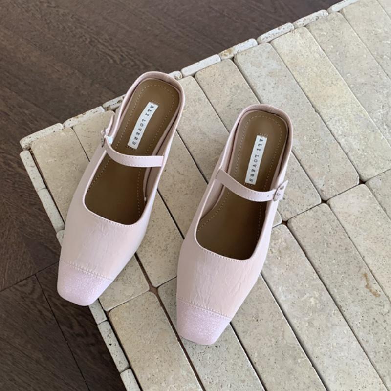 

Bailamos 2025 Flat Heel Women Slipper Fashion Square Toe Shallow Slip On Mules Shoes Soft Flat Heel Ladies Elegant Sandal Slide 35