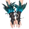 Cross-Border Halloween Feather Fingerless Gloves with Black Lace Bracelet Accessories