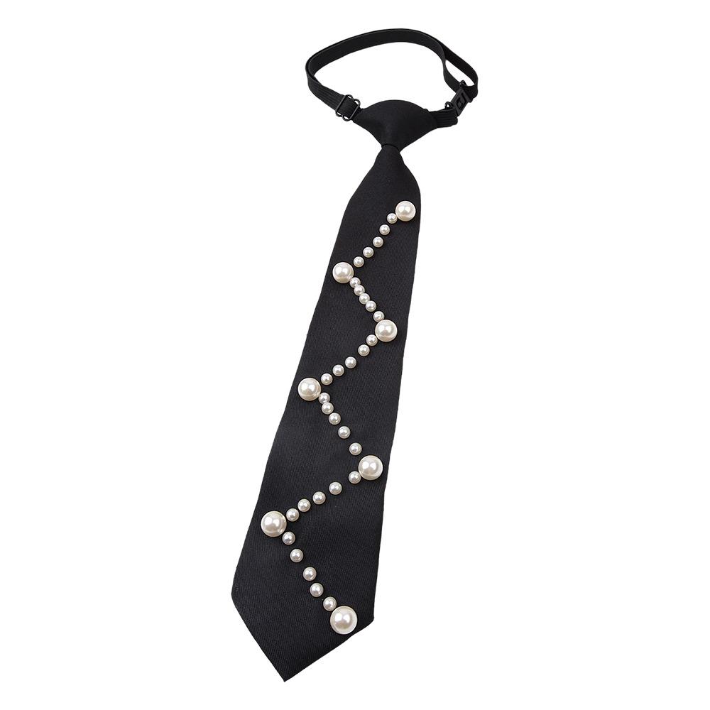 Imitation Pearl Women's Pre-tied Necktie Vintage Lazy Necktie Fashion Neckwear  Uniform Shirt