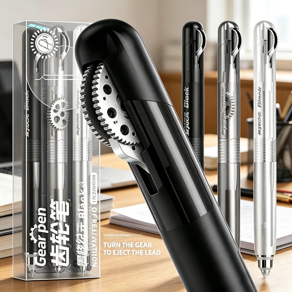 Tandwiel Pen Fidget Gelpennen, 0,5 Mm Zwarte Inkt Intrekbare Balpennen, Lage Zwaartekracht Soepel Schrijven