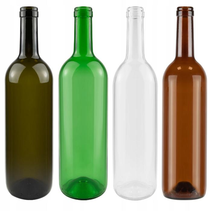 40x Wine Bottles 750ml BORDEAUX - Olive Green Brown White 0.75l
