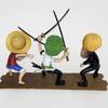15cm One Piece Luffy Figures Three Captains Sanji Monkey D Luffy Roronoa Zoro Action Figure The Hungry Trio PVC Anime Model Toys