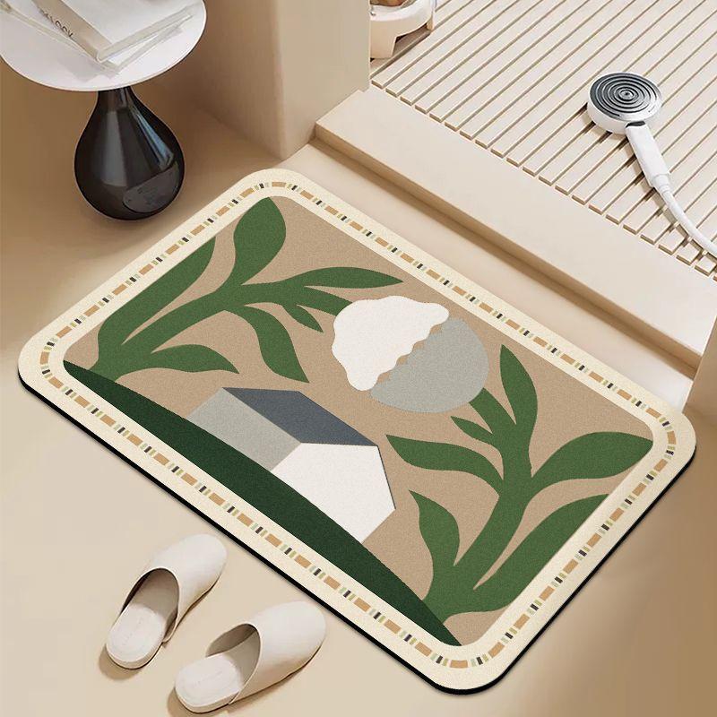 

Modern Simple Flower Diatom Mud Floor Mat, Bathroom Water-Absorbing Quick-Drying Floor Mat, Bathroom Non-Slip, Dirt-Resistant And Wear-Resistant Foot 40 * 60cm (diatom mud)
