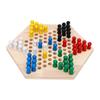 Chinese Checkers Board Game Set 6 Color Pegs Eductaional Wooden Game Board for Adults Kids Logic Training