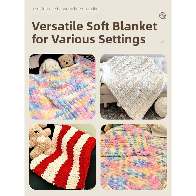 Handmade DIY Rainbow Adient Yarn Scarf Tail Line Finger Knitting Cozy Nest Cuion Thi Ice Strip Yarn