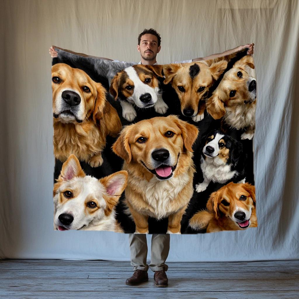 Cute Pet Dog Fashion Blanket Printed Throw Fashion Blanket Plush Fluffy Flannel Fleece Fashion Blanket Soft Throws for Sofa Couch and Bed