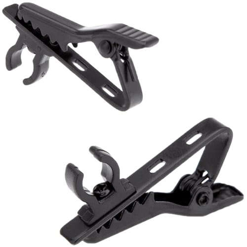 Microphone Clip, Mini Microphone Clip, C-Shaped Holder, for Lapel and Tie Microphones, 6.2mm Loop Inner Diameter, Earphone Cable Clip (2 Black C-Shape