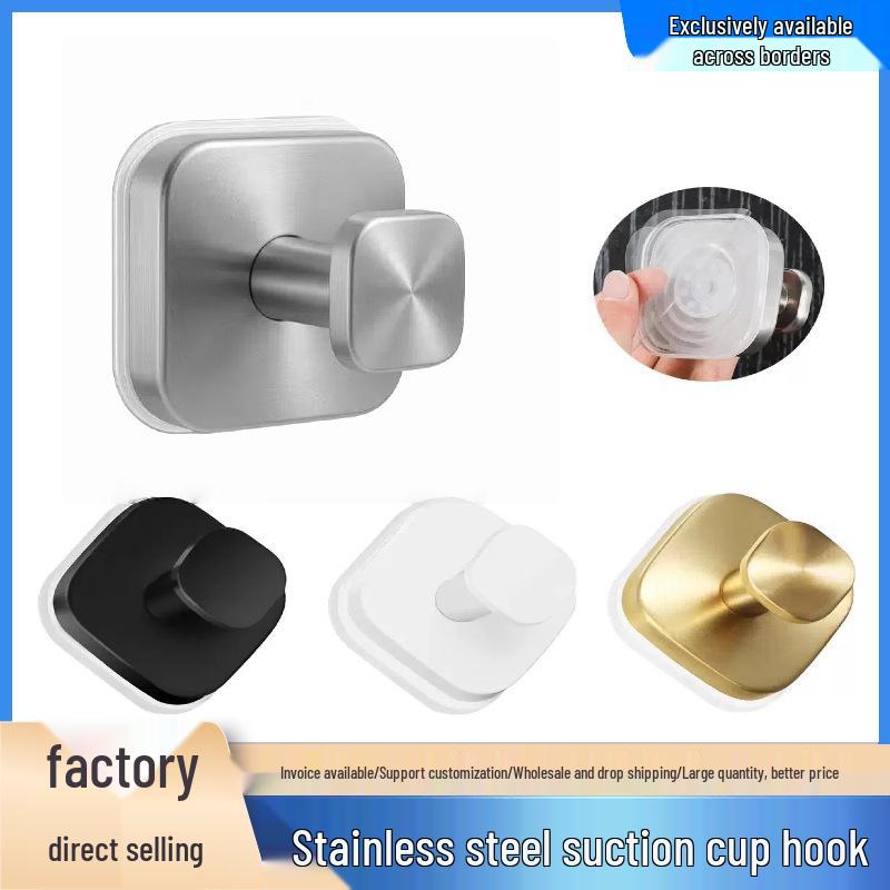 Stainless Steel No-Punch Vacuum Suction Cup Hook for Kitchen & Bathroom
