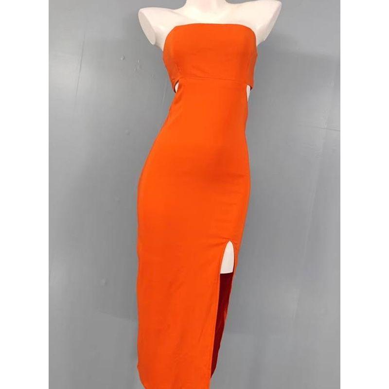 Export Single F Home Wrapped Chest French Style Temperament Elegance Hip Split Midriff Outfit Open Back Birthday Party Tight Dress