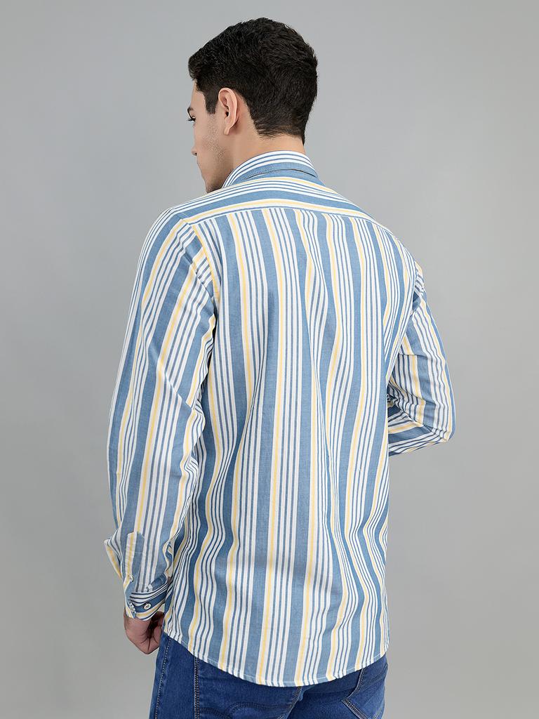 Monte Carlo Men's Regular Fit Striped Full Sleeve Shirt