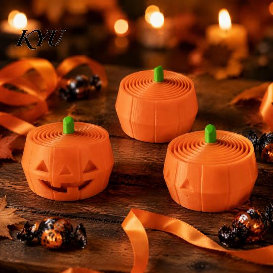 Creative Desk Ornaments 3D Printed Halloween Pumpkin Fidget Toy, Retractable Spiral Stress Relief Eco Friendly Pla Toys Ornament, Flexible PLA Sensory
