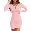 European and American autumn new sexy threaded long-sleeved dress slim-fitting hip-wrapped women's dress