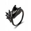 Dragon Signet Ring Adjustable Vintage Black Wings Unisex
