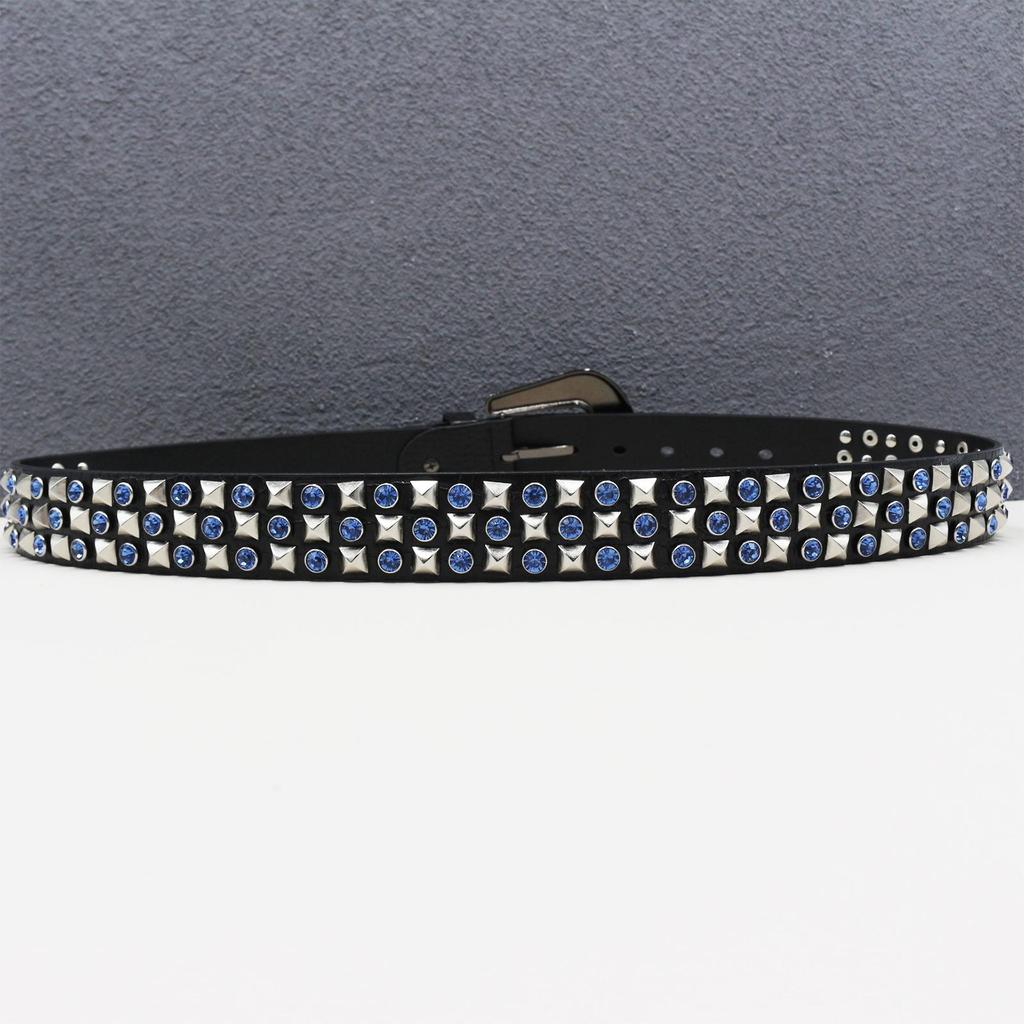 Men's High-End Rhinestone Studded Punk Leather Belt