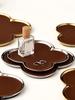 AhunderJiaz Light Luxury Ceramic Leather Storage Tray Desktop Jewelry Clover Display Tray Living Room Home Decoration