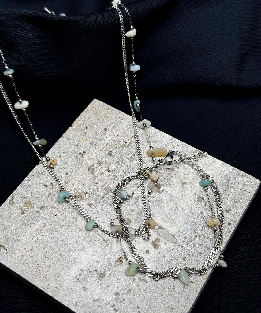 Monoflux Drift Stone Wave Double Chain Necklace