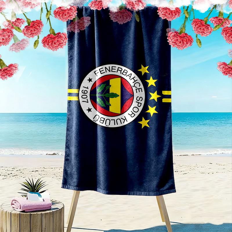 Fenerbahce Print Strandtuch, Großes Weiches Schnelltrocknendes Handtuch für Strand Camping Schwimmen