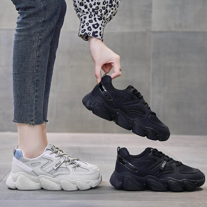 Classic Mesh Breathable Women's Shoes Versatile In Spring and Autumn Trendy Casual Shoes Wear-resistant Thick Soled Sports Shoes