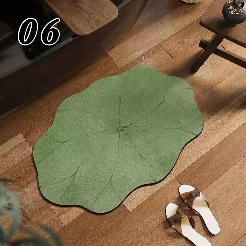 Chinesischer Stil Lotusblumenmuster Teppiche Grünes Lotusblatt Teppich 30x50cm Rutschfest Wohnzimmer Eingang Heimdekoration Fußmatte