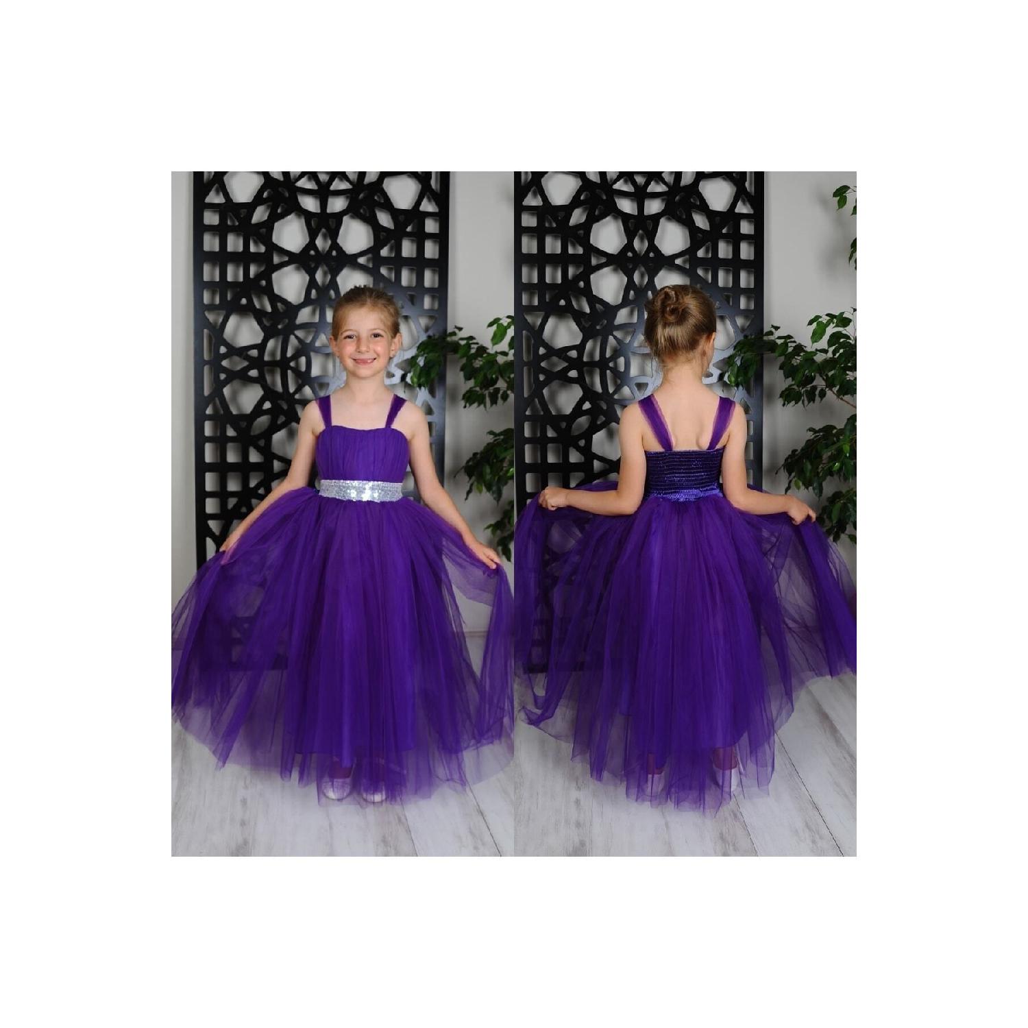 

Длинное хлопковое платье-кокон фиолетового цвета для девочек 4 Yaş фиолетовый