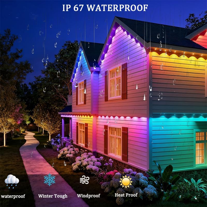 RGB Permanent Outdoor Lights for House (24V, 33Ft (20 LED))