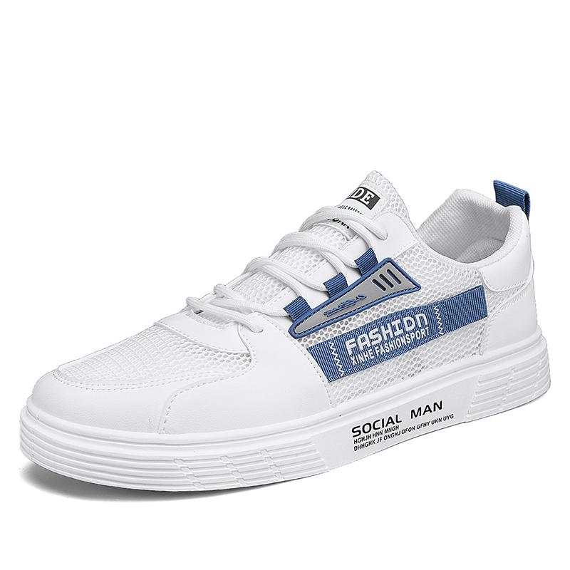 Summer New Men's Shoes Breathable Hollow Mesh Loafers Trendy Versatile White Shoes Low Cut Casual Male Board Footwear