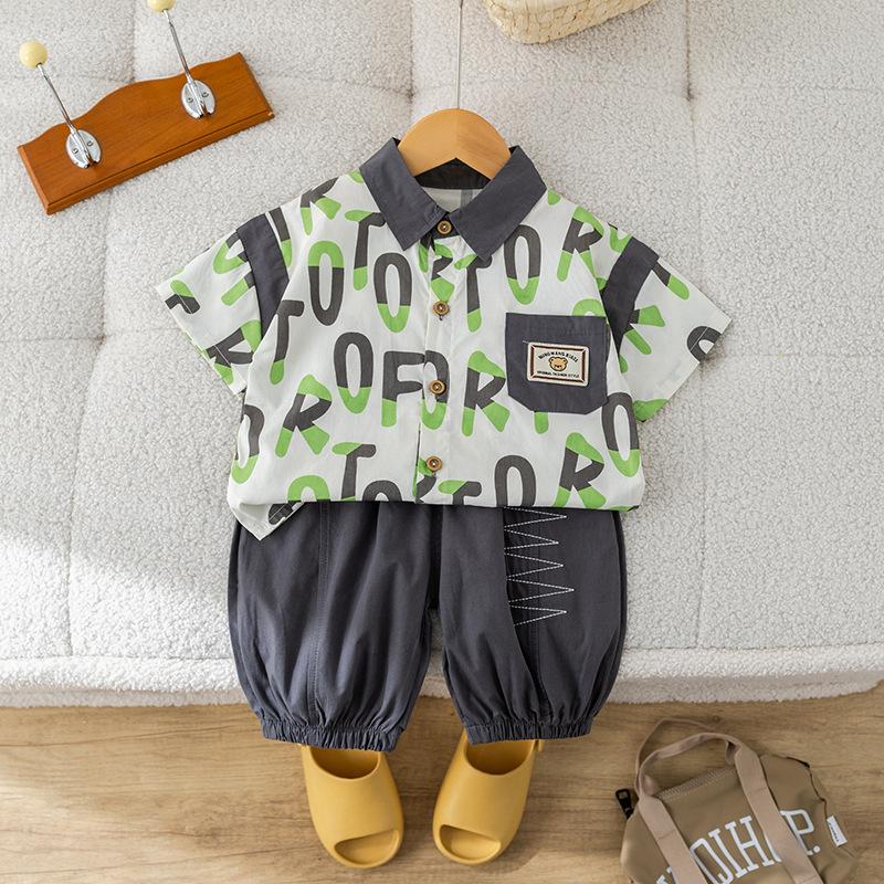 Summer Boys Korean Short-sleeved Shirt Baby Western Style Two-piece Suit
